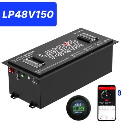 Buen precio 48V 150Ah 250Amp 51.2V Bluetooth LiFePO4 Batería de Litio para Carritos de Golf con LCD redondo, 5 años de garantía en línea