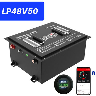 Buen precio 48V 50Ah 51.2V2 150Amp LiFePO4 Batería para carrito de golf con pantalla LCD y Bluetooth en línea